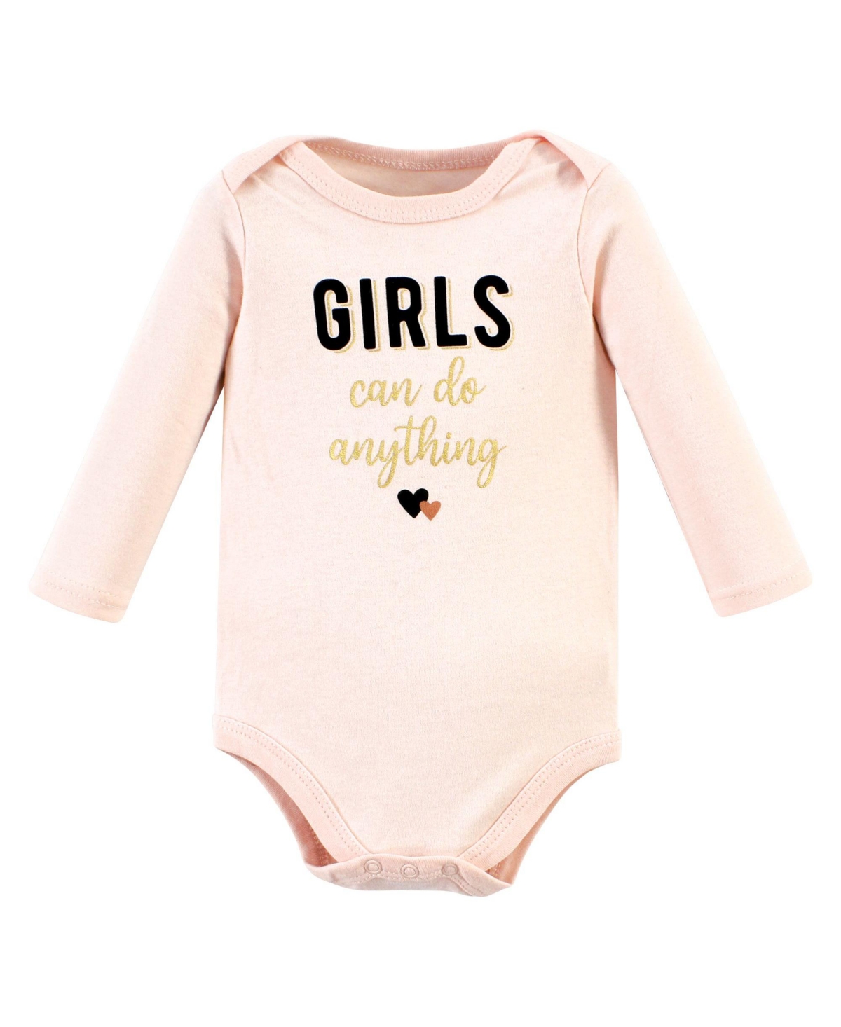 Hudson Baby Baby Girls Cotton Bodysuit, Pant and Shoe Set,- Cinnamon hearts long sleeve