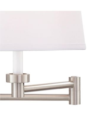 Vero Modern Swing Arm Wall Lamp Brushed Nickel Plug-in Light Fixture with USB Charging Port White Drum Shade for Bedroom Bedside Reading