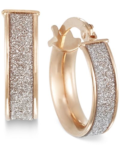 gold earrings hoop glitter rose 14k jewelry