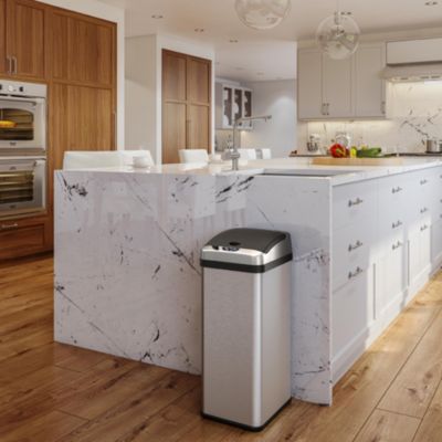 Platinum Edition Stainless Steel Sensor Trash Can with AbsorbX Odor Filter 13 Gallon Silver