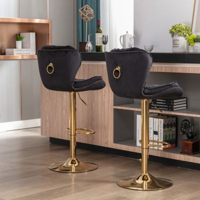 Adjustable Swivel Bar Stools with Chrome Base (Set of 2)