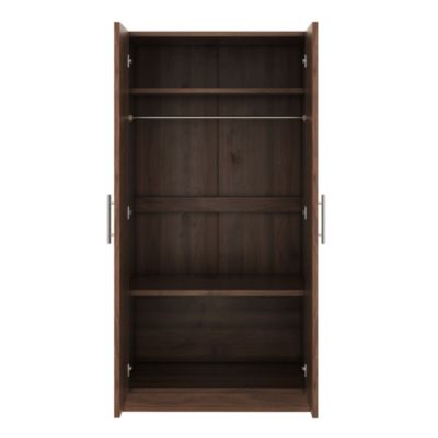 Streamdale 2-Door Wooden Wardrobe Armoire with 3 Storage Shelves, Brown