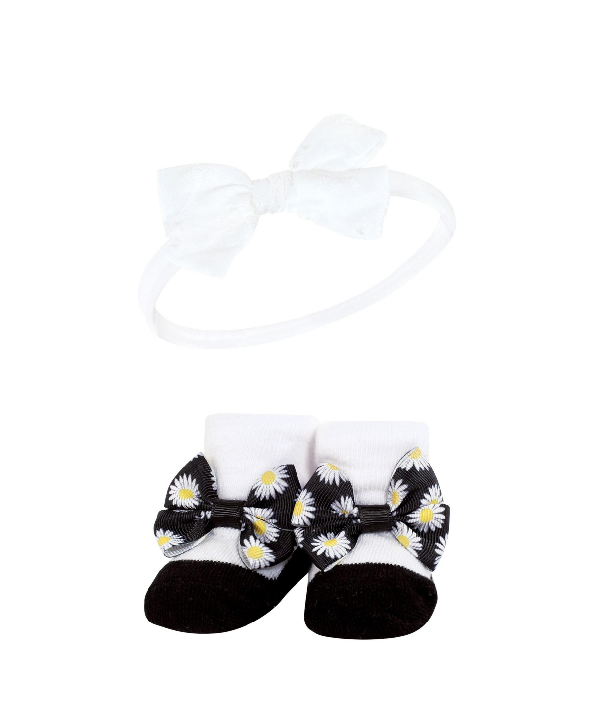 Hudson Baby Baby Girls Headband and Socks Giftset, One - Black daisy