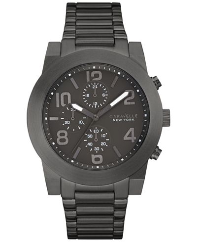 Caravelle New York by Bulova Men's Chronograph Sport Black Stainless Steel Bracelet Watch 44mm 45A124