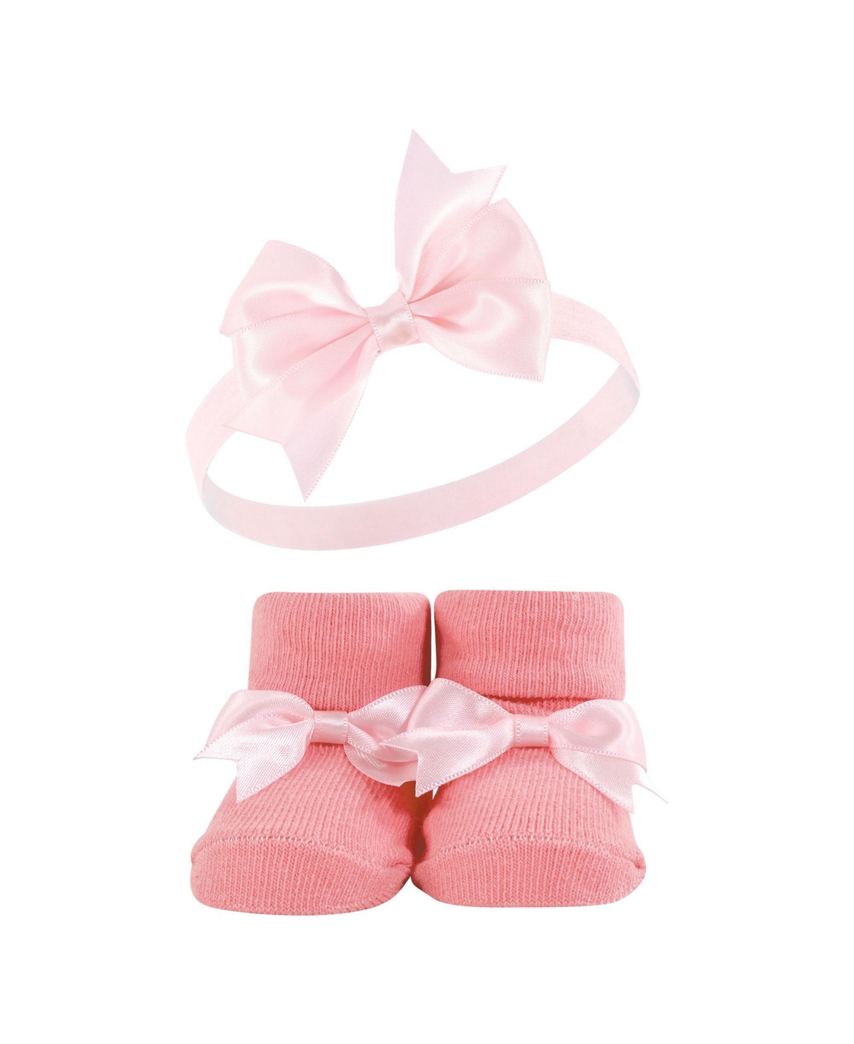 Hudson Baby Baby Girls Headband and Socks Giftset, One - Pink gray