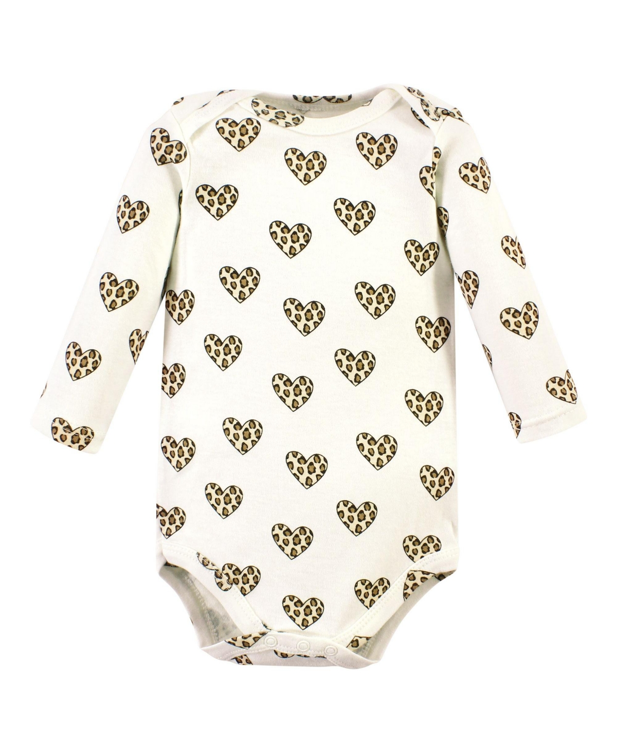 Hudson Baby Baby Girls Cotton Long-Sleeve Bodysuits,- Leopard hearts
