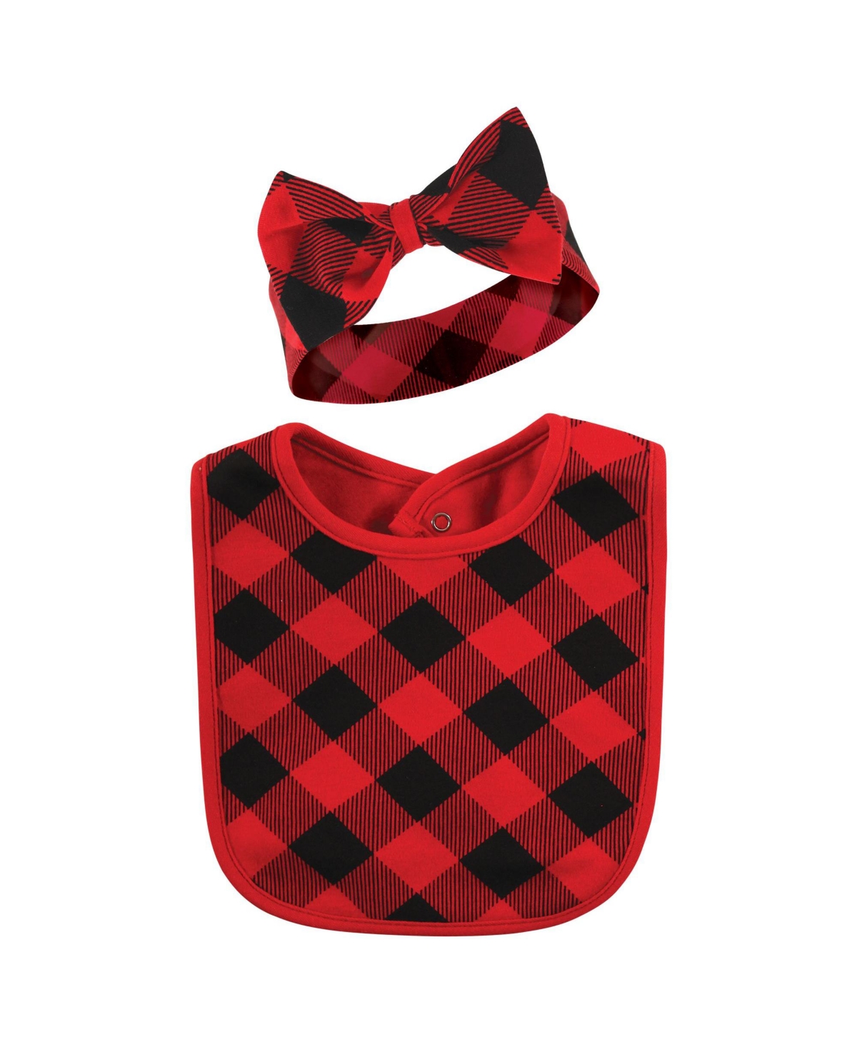 Hudson Baby Baby Girls Cotton Bib and Headband or Caps Set, One - Red truck bows