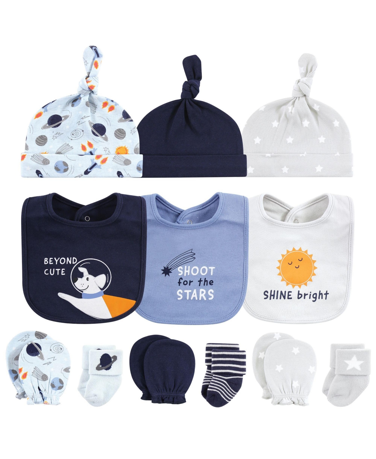 Hudson Baby Baby Boys Hudson Caps or Headbands, Bibs, Mittens and Socks 12pc Set