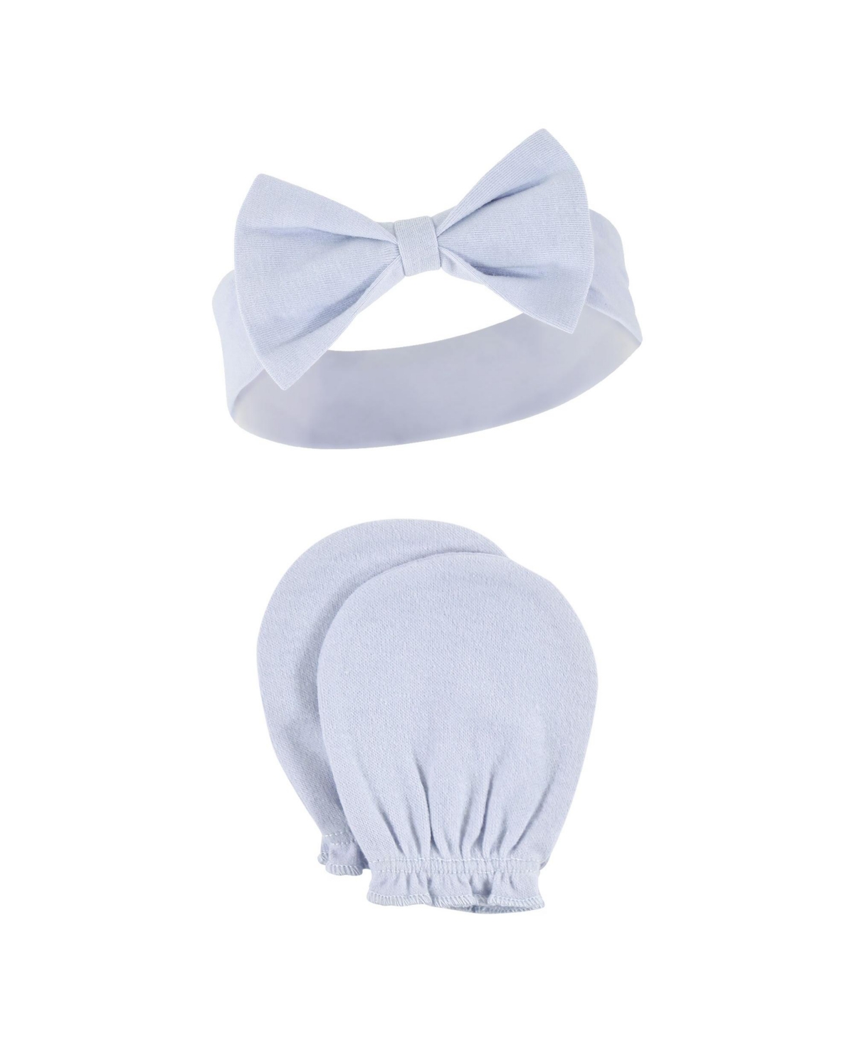 Hudson Baby Baby Girls Cotton Headband and Scratch Mitten Set, Months - Blue toile