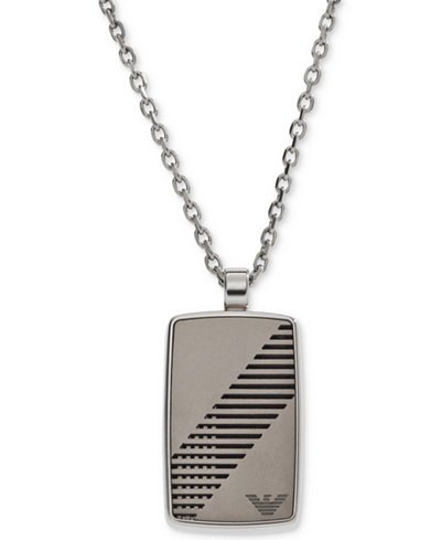 Emporio Armani Men's Stainless Steel Rounded Dog Tag Necklace EGS2027