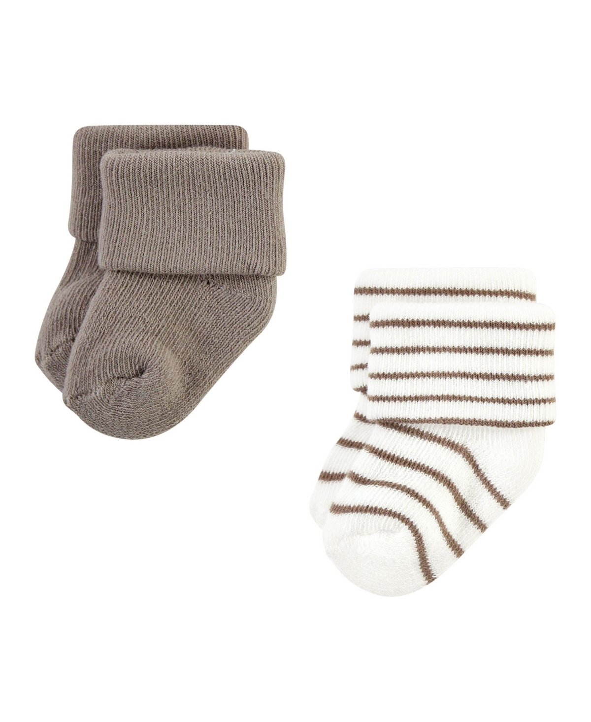 Hudson Baby Baby Boys Cotton Rich Newborn and Terry Socks, Beige Stripe 12 Pack - Beige stripe 12 pack
