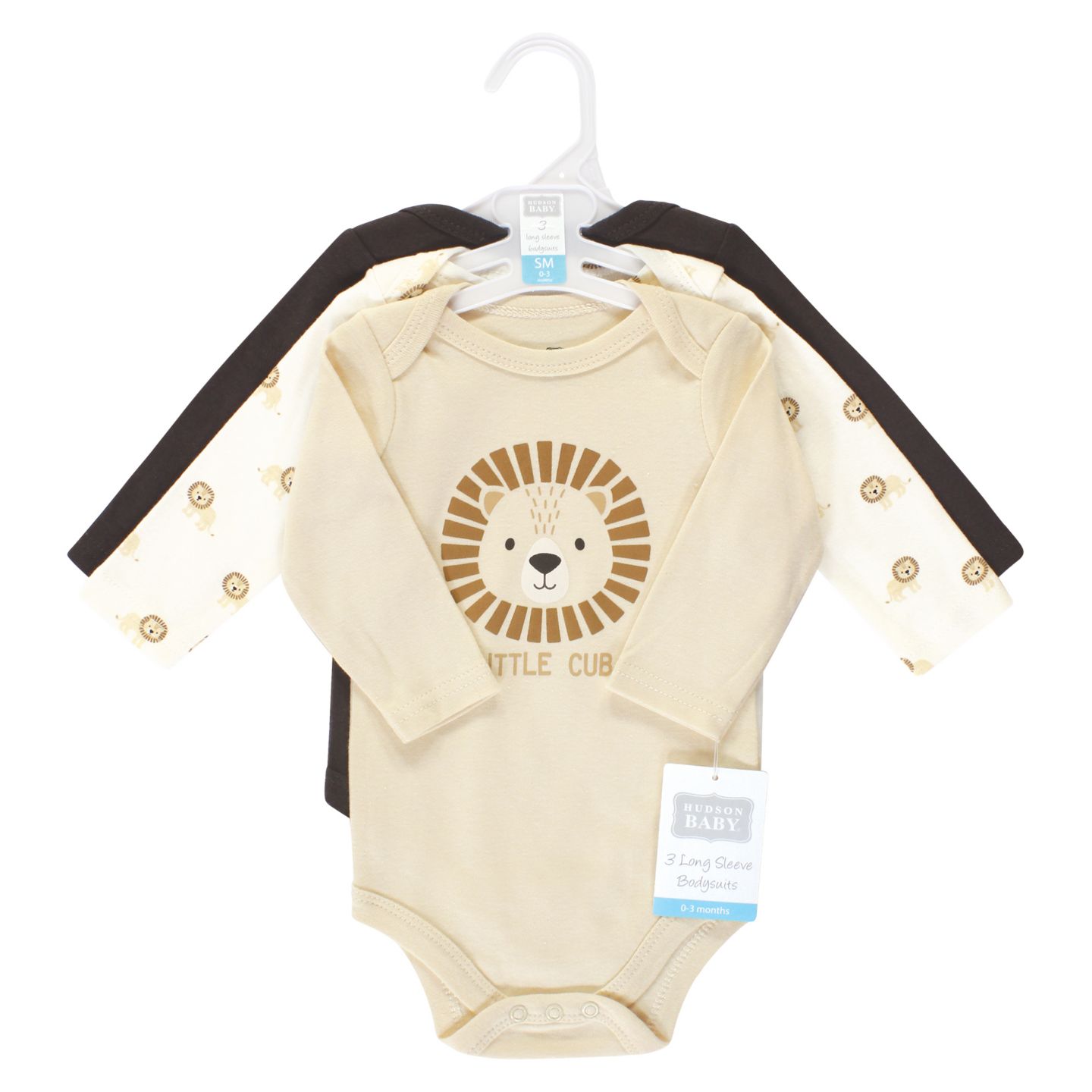 Детские хлопковые боди Hudson Baby унисекс с длинным рукавом, набор из 3 шт, цвет: Brave Lion — фото 2
