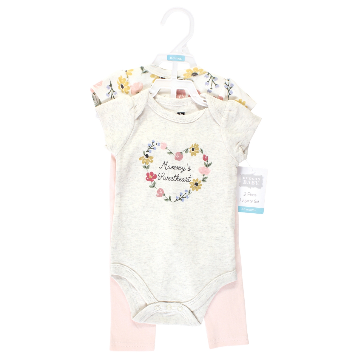 Hudson Baby Baby Girls Cotton Bodysuit and Pant Set, Soft Painted Floral Short-Sleeve - Soft painted floral short-sleeve