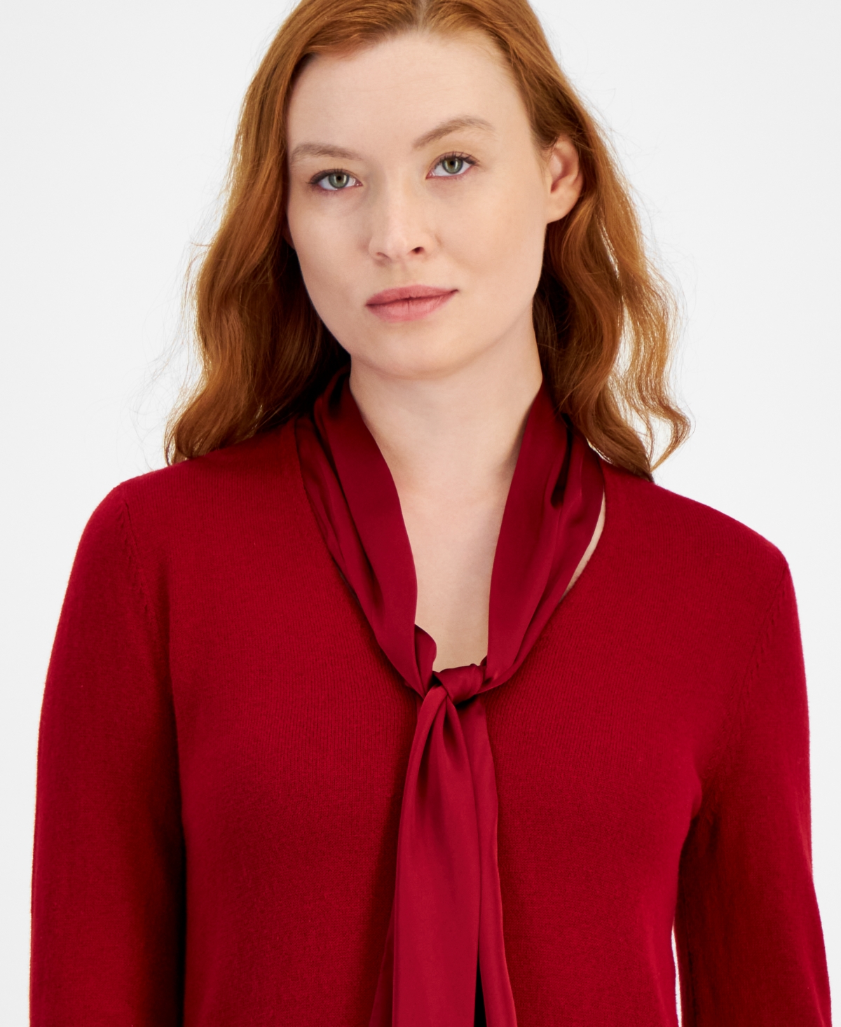 Anne Klein Women's Tie-Neck Layered-Look Top