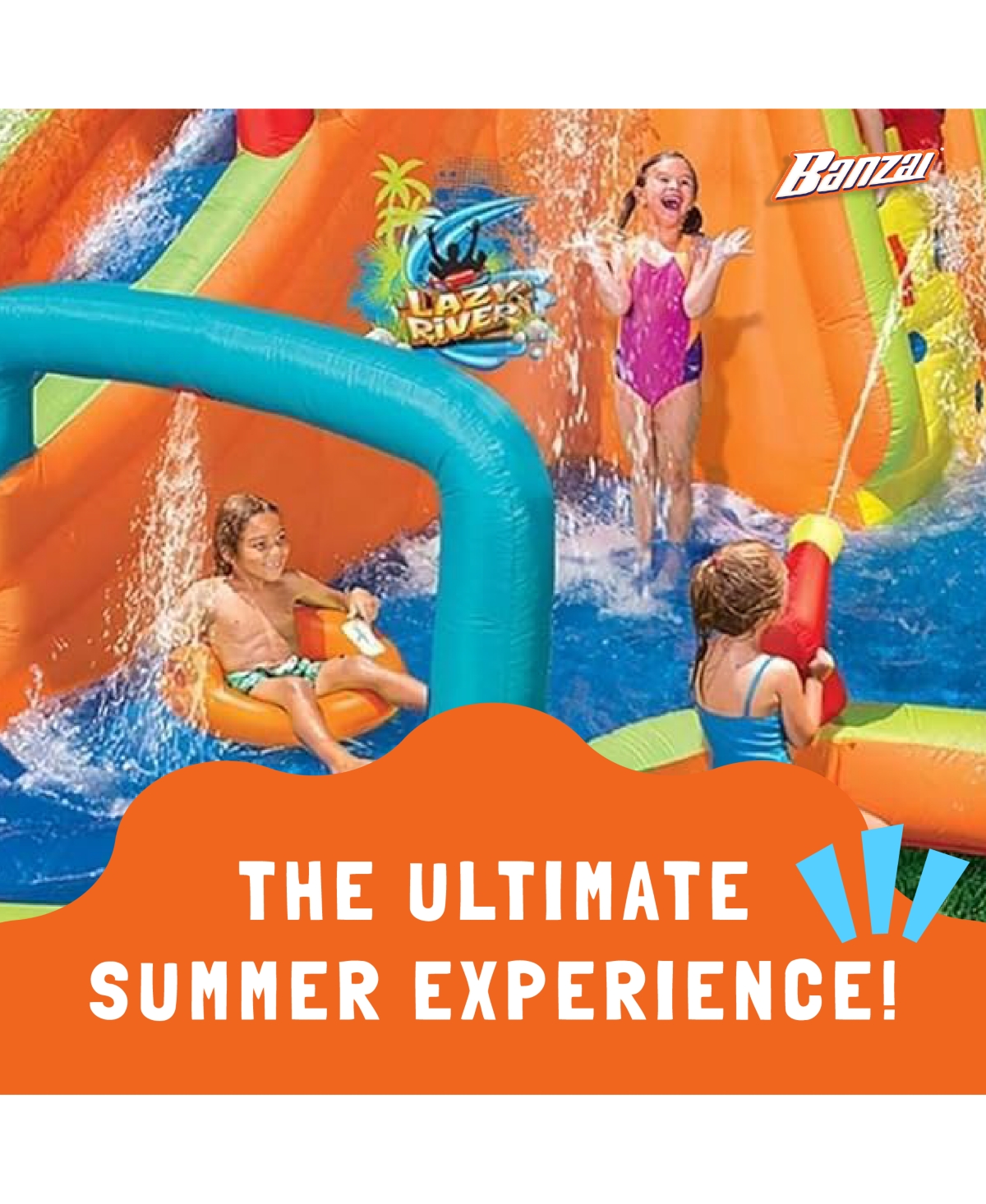 Banzai Kids Inflatable Outdoor Lazy River Adventure Water Park Slide and Pool