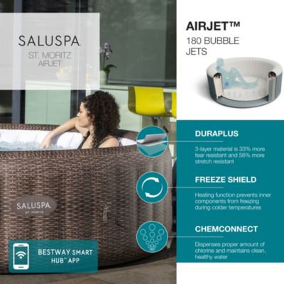 SaluSpa St Moritz AirJet Inflatable Hot Tub w/ 180 Soothing Jets, Brown