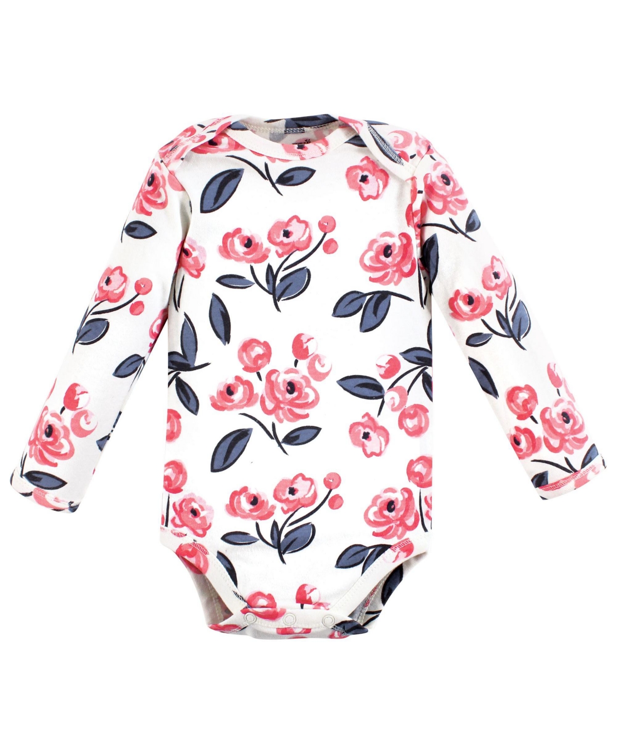 Touched by Nature Baby Girls Organic Cotton Long-Sleeve Bodysuits, Months - Bubblegum floral