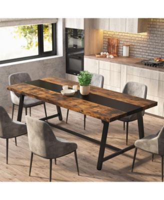 Dining Table for 8 People, 70.87-inch Rectangular Wood Kitchen Table with Strong Metal Frame, Industrial Large Long Dining Room Table