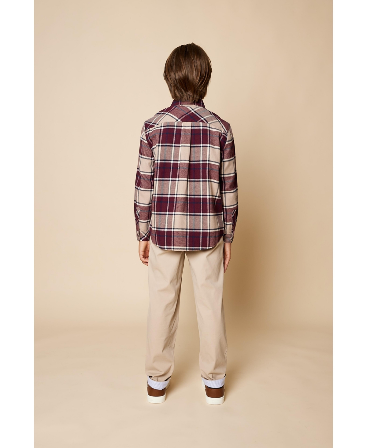 B by Brooks Brothers Big Boys Plaid Long Sleeve Button Down Shirt