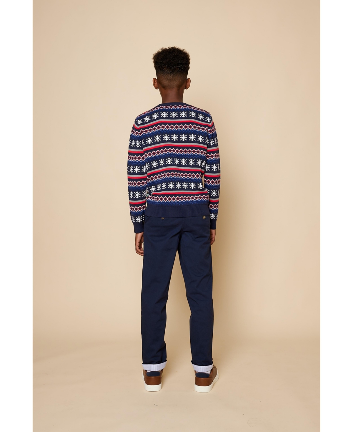 B by Brooks Brothers Big Boys Holiday Jacquard Sweater