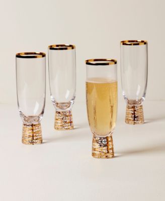 Tuscany Classics Gold Frost Flutes, Set Of 4