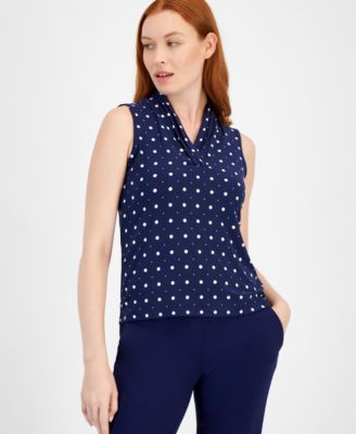 Petite Sleeveless Triple Pleat Top