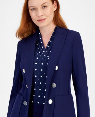 Petite Faux Double-Breasted Peak-Lapel Jacket