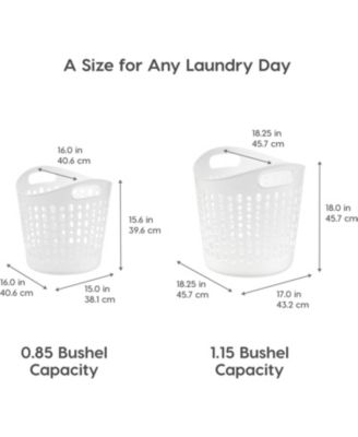 USA Laundry Basket 30L Durable and Flexible, Portable Round Bin, 0.85 Bushel Hamper for Storage with Ventilation Holes for Closet Dorm, White