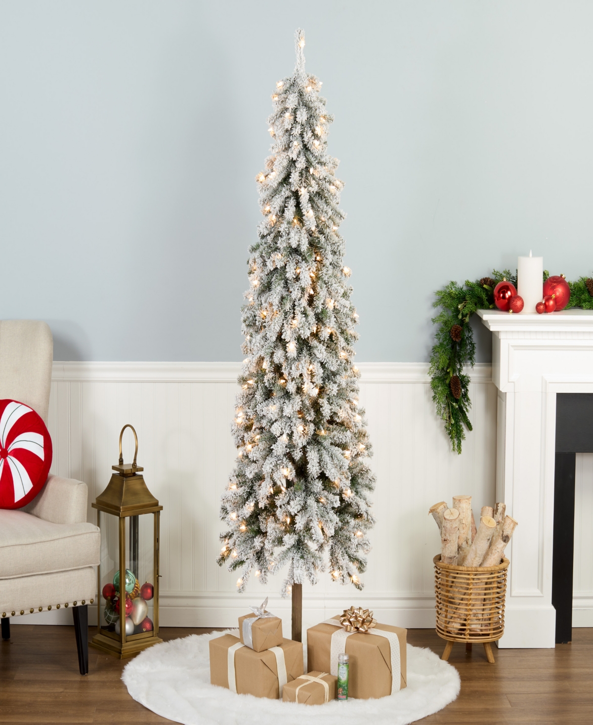 National Tree Company Flocked Grand Alpine Tree, 6.5 Feet. In Green