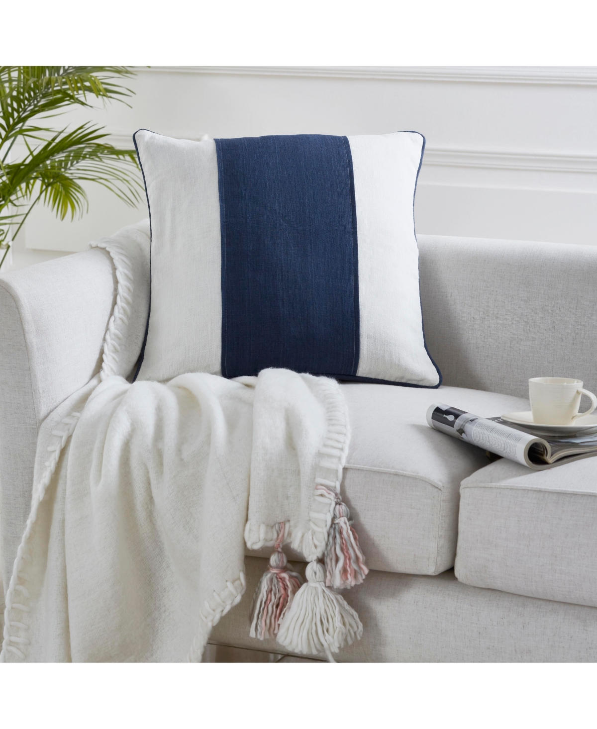 Ihi Home Linen Stripe Pillow, 20