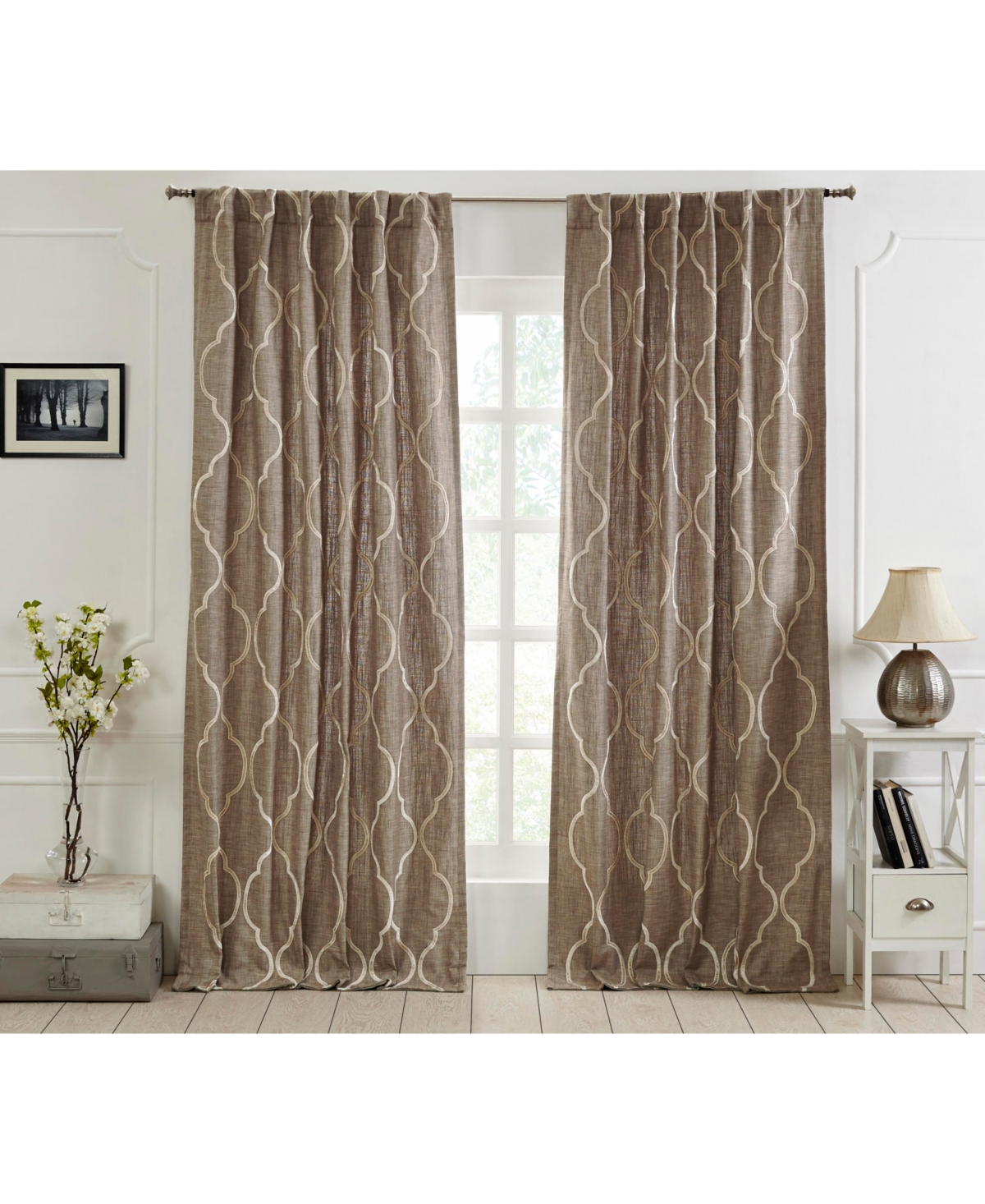 Cordoba Faux Silk Taffeta Curtain Panel - Lined with Rod Pocket and Hidden Back Tabs - Navy