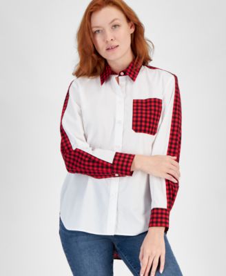 Nautica Jeans - Women's Colorblocked Check Button-Up Shirt