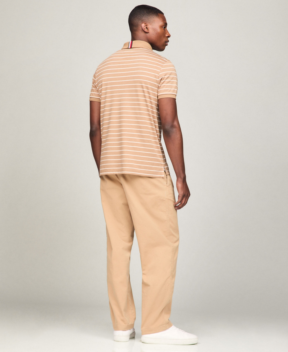 Tommy Hilfiger Men's Regular-Fit Striped Liquid Cotton Polo Shirt - Ecru
