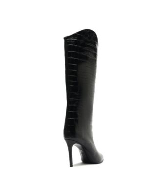 Women's Maryana Crocodile Embossed Wide Leg Knee High Stiletto Leather Boots