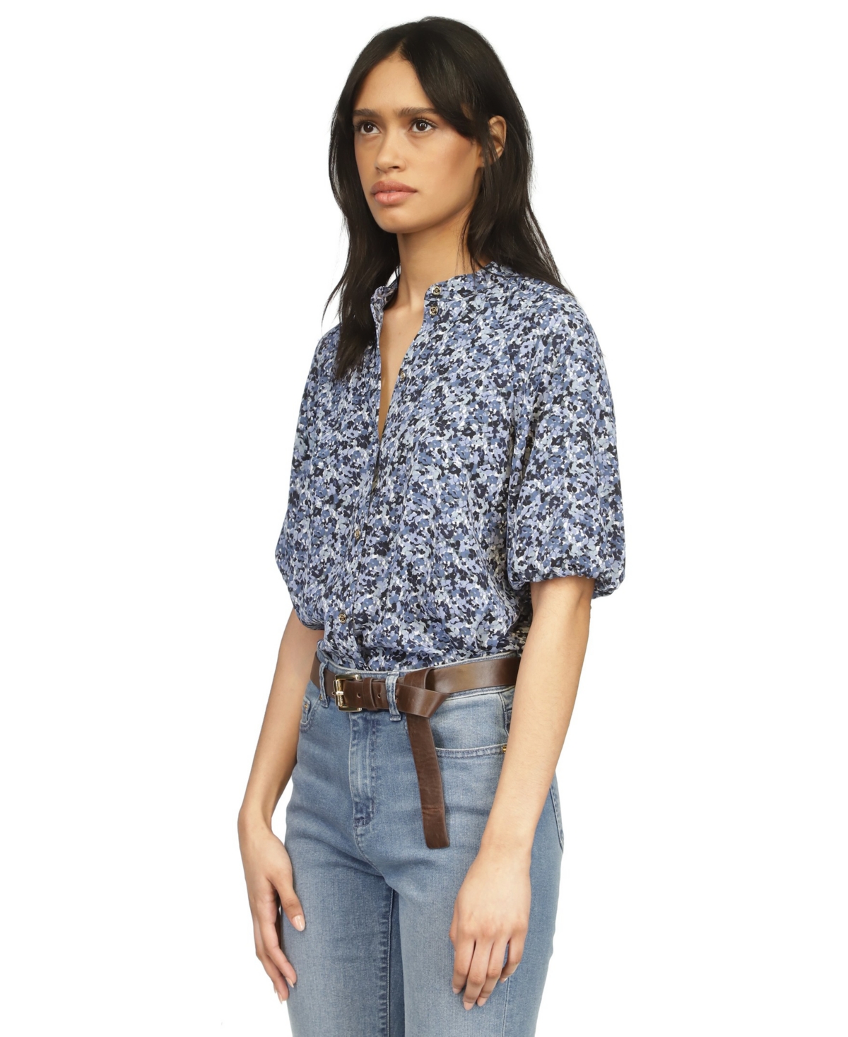 Michael Michael Kors Women's Floral-Print Puff-Sleeve Top