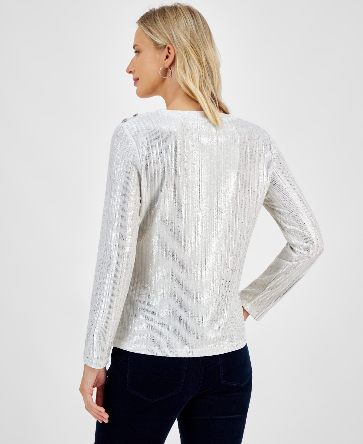 Tommy Hilfiger Women's Metallic Long-Sleeve Top -gold