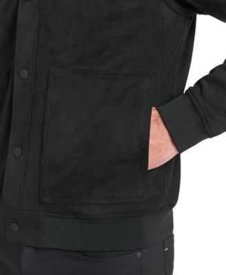 Men's Faux-Suede Snap-Front Bomber Jacket