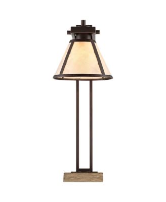 Franklin Iron Works Maricopa Rustic Farmhouse Desk Lamp 21 1/4" High Bronze Metal with USB and AC Power Outlet Mica Shade for Bedroom Living Room Home