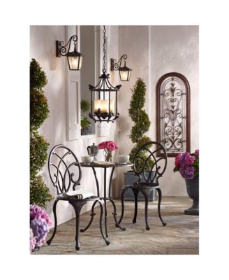 Song Birds 13.5" Bronze Pendant Chandelier, Rustic Cage Design with Scavo Glass, 4-Light Fixture for Dining Room, Kitchen & Foyer