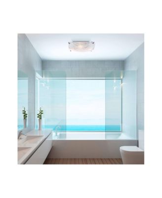 Lattice Modern Close To Ceiling Light Flush Mount Fixture 16.50" Wide Chrome Etched Lattice Square Frosted Glass Bowl Shade for Bedroom Hallway Living Room Dining Room Bathroom - Possini Euro Design