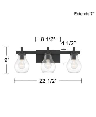 Danvers Modern Wall Light Black Metal Hardwired 22.5" 3-Light Fixture Clear Globe Glass Shades for Bedroom Bathroom Vanity Reading Living Family Room Hallway House Home Decor