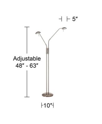 Casper Traditional Pharmacy Floor Lamp 63" Tall Brushed Nickel 2-Light LED Adjustable Arm Swivel Head for Living Room Bedroom