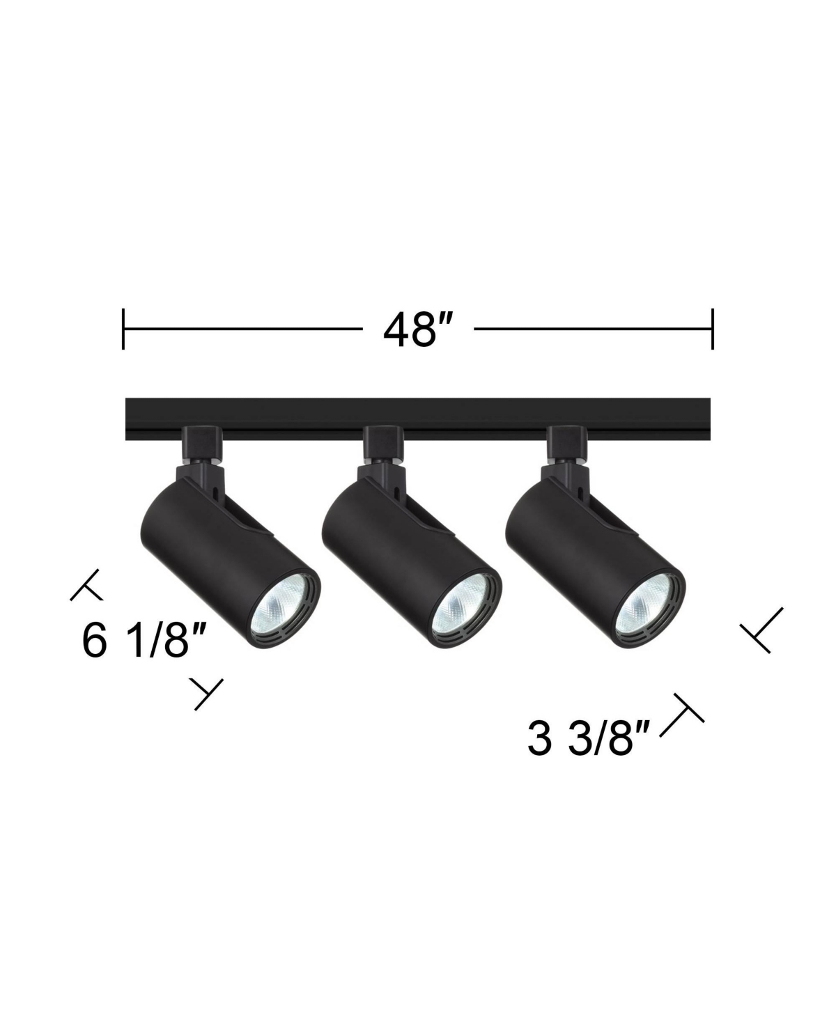 Pro Track 3-Head 20W Led Ceiling Track Light Fixture Kit Floating Canopy Spot-Light Dimmable DirectionalMetal Modern Cylinder Kitchen Bathroom