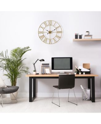 Large Wall Clock for Living Room Decor - Roman Numeral Wall Clock for Kitchen - 16 inch Wall Clock Decorative (Gold)