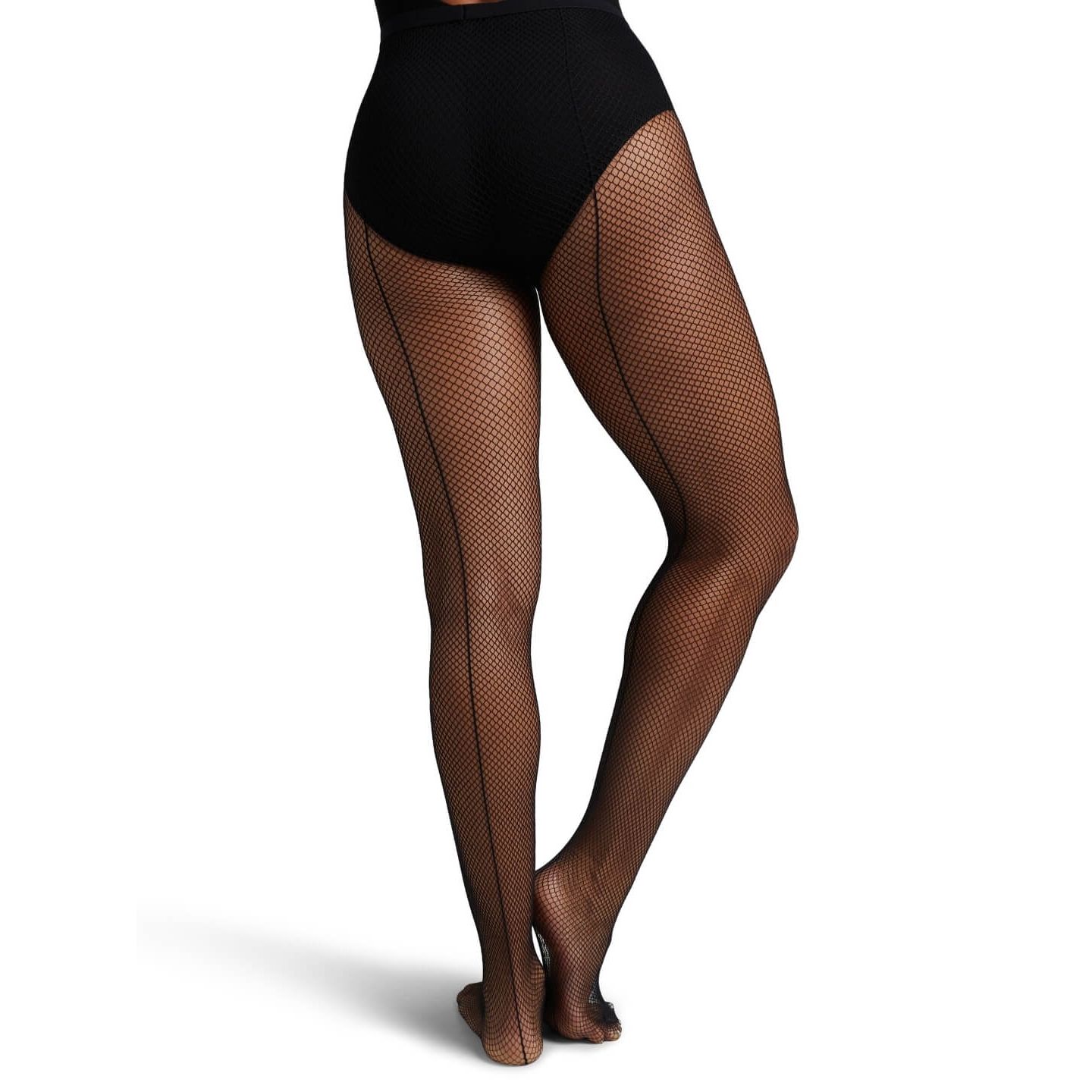 Женские классические колготки в сетку Capezio со швом, цвет: Чёрный — фото 3