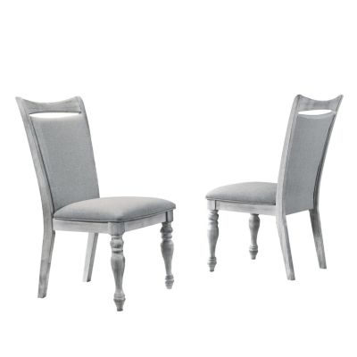 2 Piece Upholstered Turned Leg Dining Chair Set