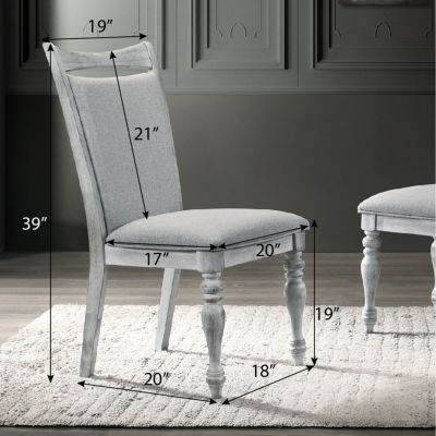 2 Piece Upholstered Turned Leg Dining Chair Set