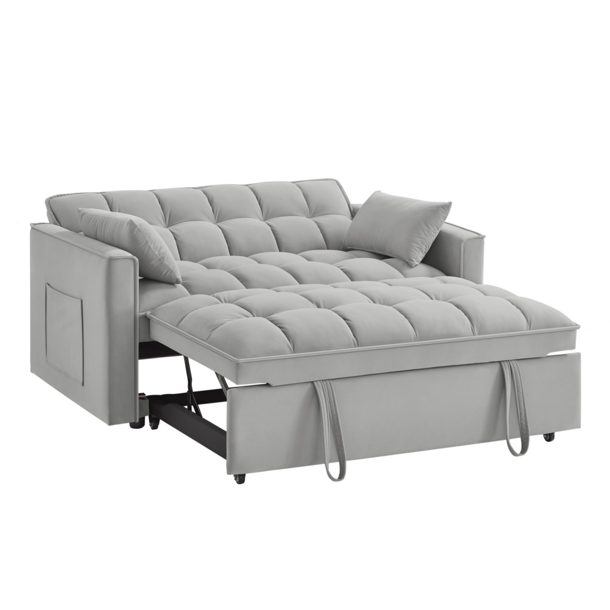 Streamdale Furniture 4-in-1 Space-Saving Velvet Loveseat Sofa Bed with Storage