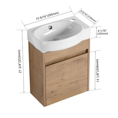 16" Bathroom Vanity with Sink and Soft-Close Doors for Small Spaces