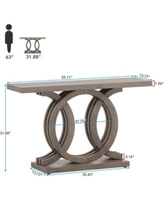 55-Inch Wooden Console Table with Unique Base – Farmhouse Entryway Table